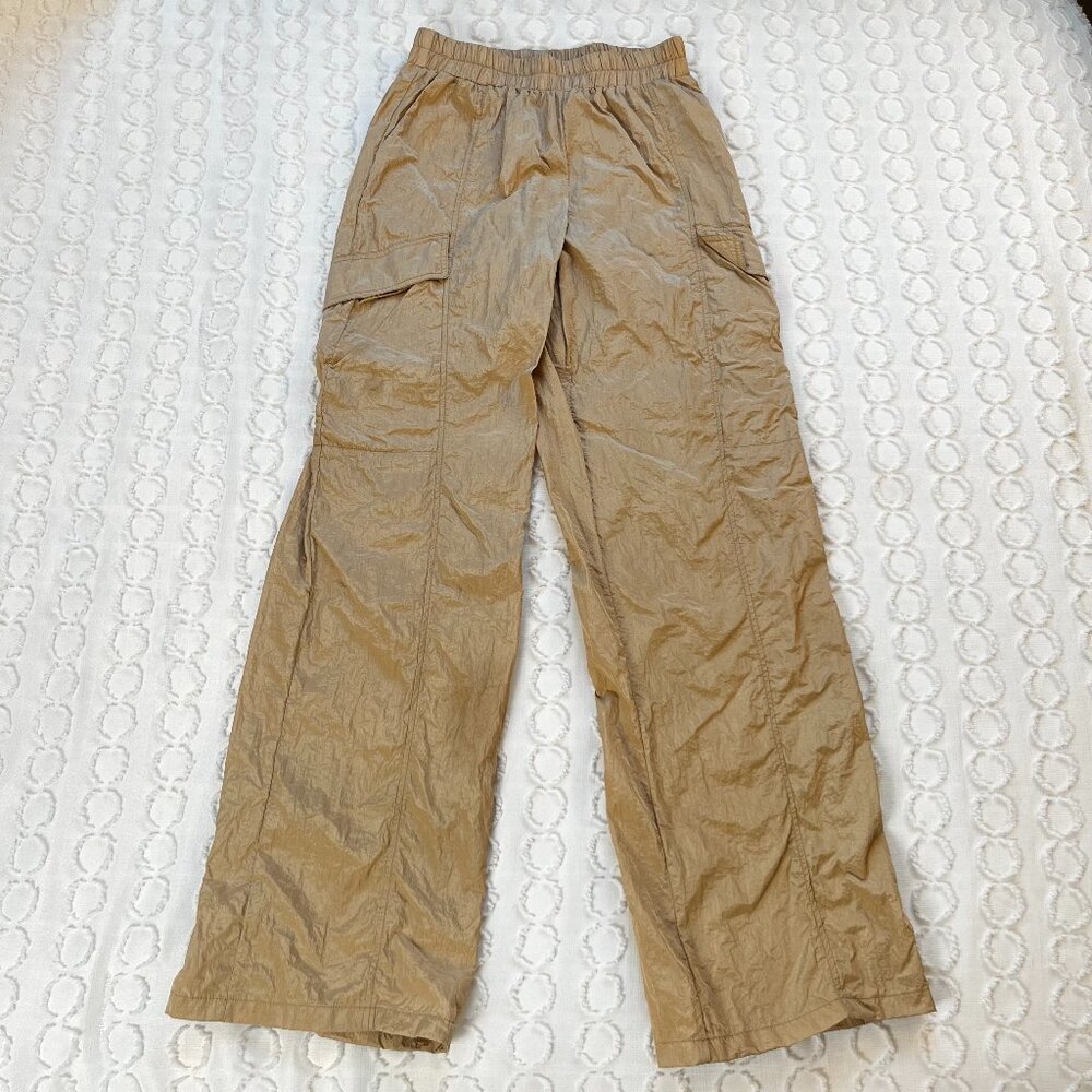 Forever 21 Nylon Pants Women's Small Pull On Tan Casual Cargo Elastic Waist